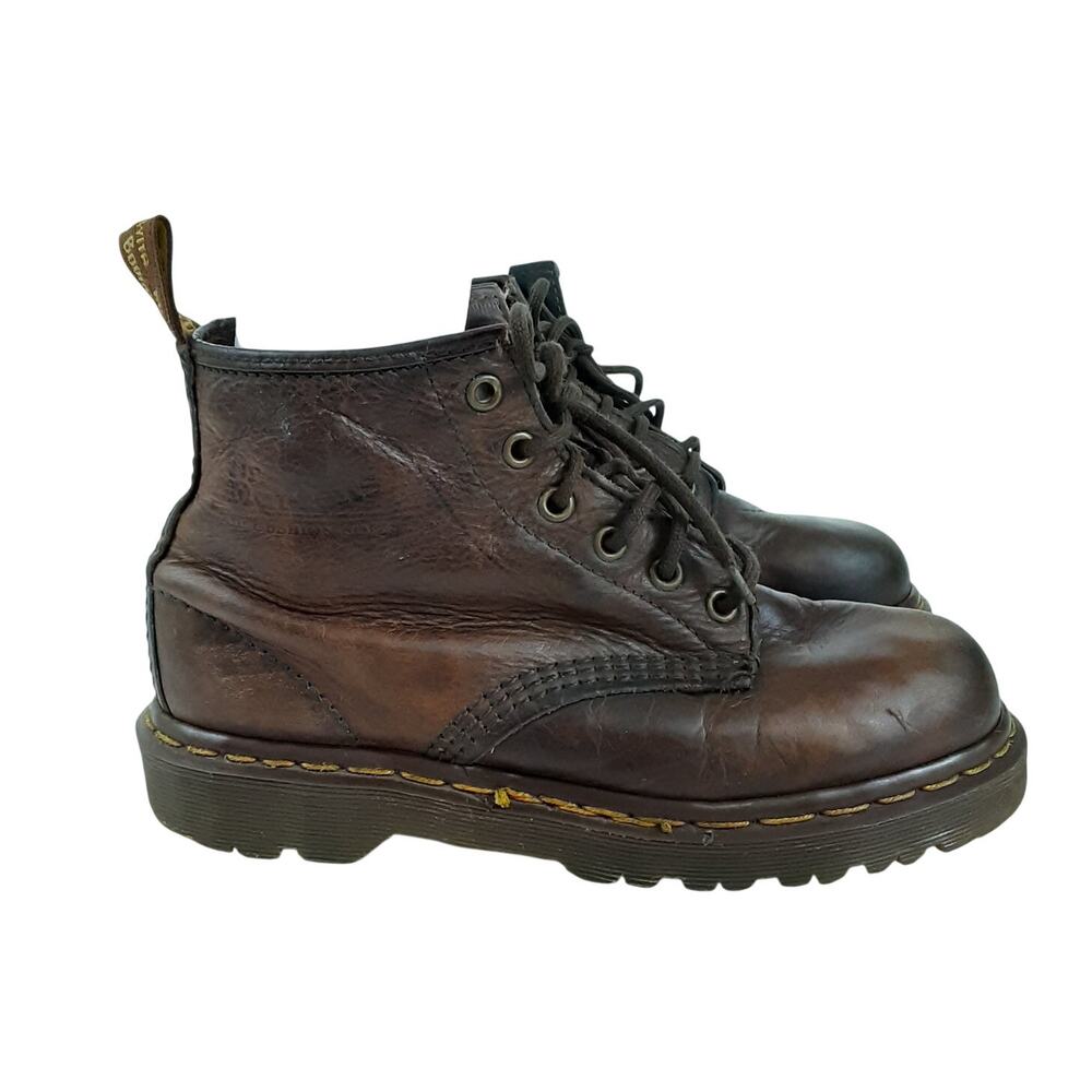Dr Martins VTG 90s Leather Lace Up Combat Boots Womens 7 Mocha Brown Utility